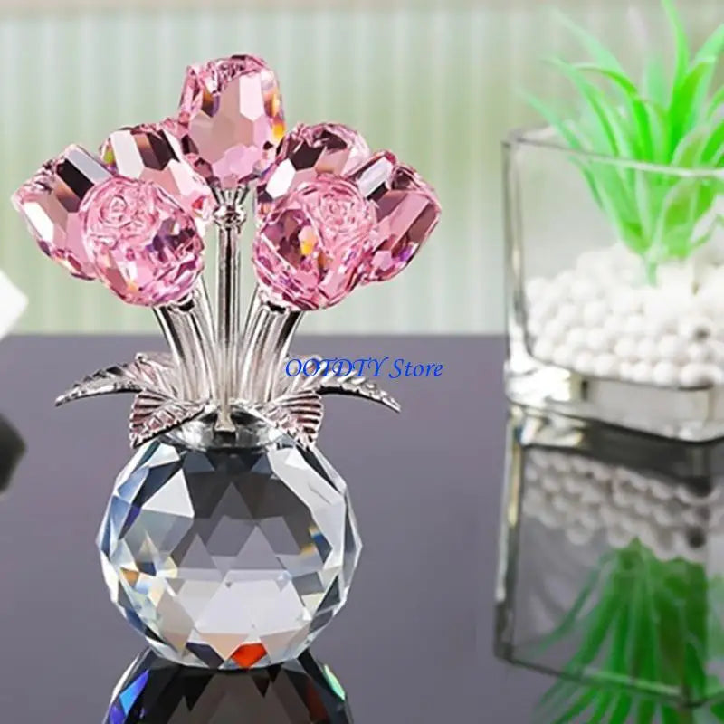 Handmade Crystal Rose Figurine — Elegant Flower Gift for Her