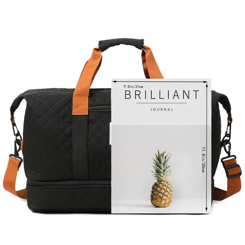 Quilted Travel Duffle Bag | 4 Colors | Wet & Dry Compartment