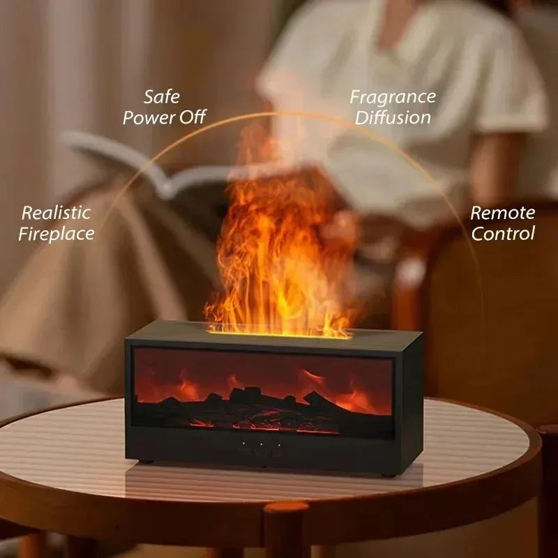 3D Flame Aromatherapy Diffuser | Essential Oil Humidifier with Remote & Mood Light