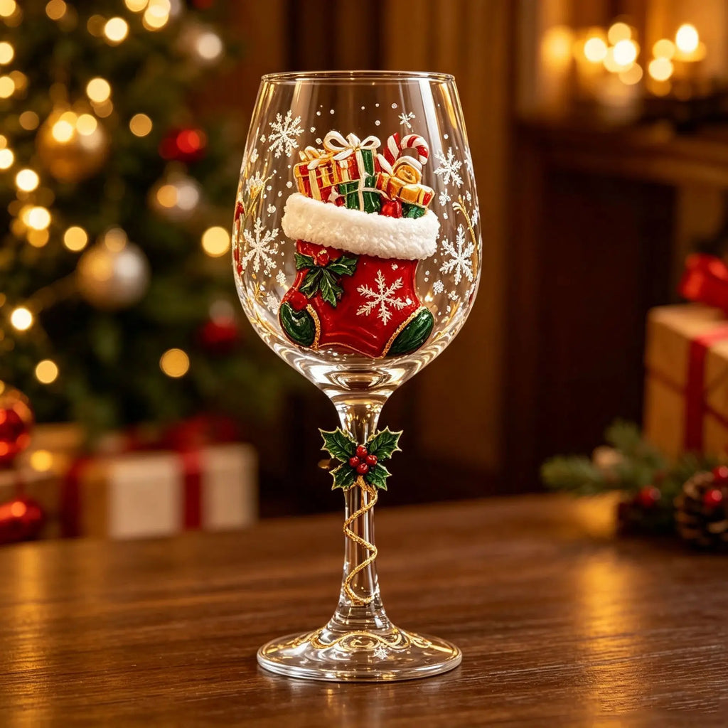 Merry & Bright Christmas Glass Goblets