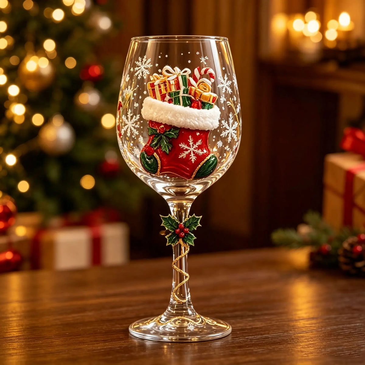 Merry & Bright Christmas Glass Goblets