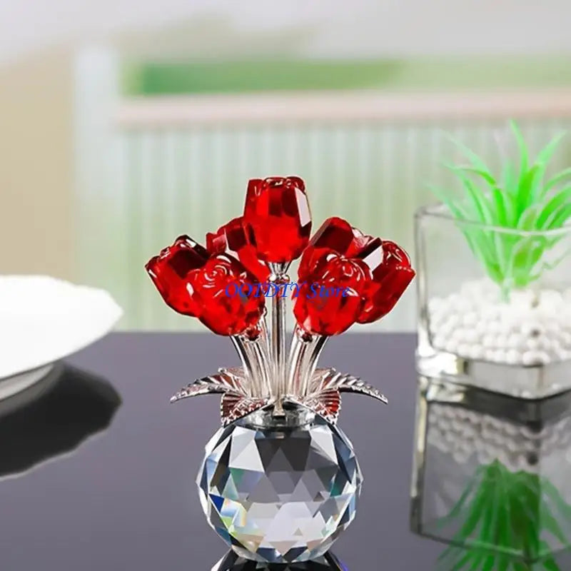 Handmade Crystal Rose Figurine — Elegant Flower Gift for Her