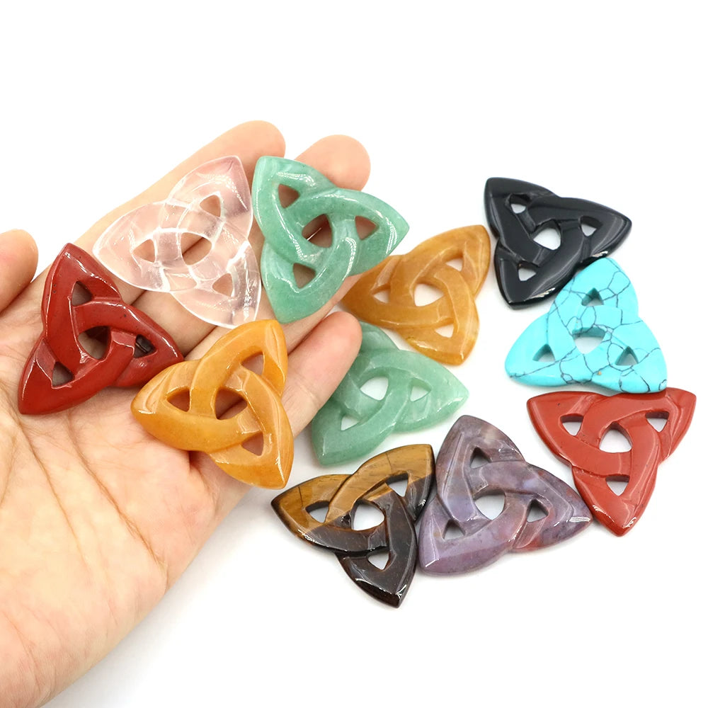 Natural Stone Celtic Knot Pendant Ornaments | Crystal Sets