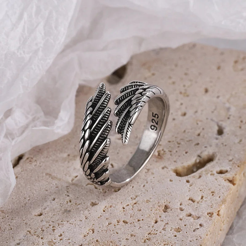925 Sterling Silver Angel Wing Ring