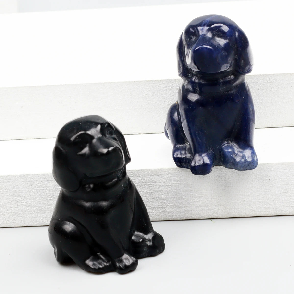 Mini Sitting Puppy Figurine | Stone & Opalite Options