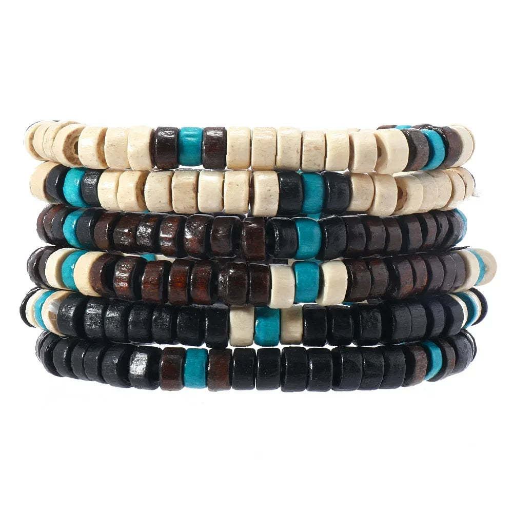 Vintage Multi-Layer Wooden Bead Bracelet | Boho Stacking Bracelet
