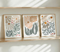 Boho Abstract Floral Canvas Wall Art Set | Neutral Botanical Prints for Living Room & Bedroom