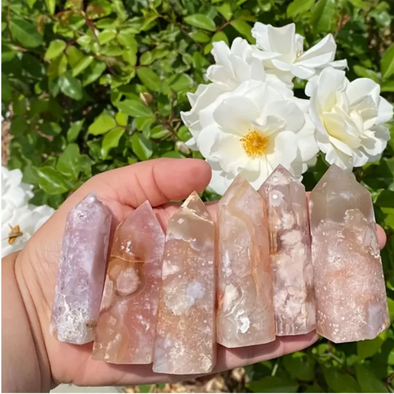 Cherry Agate Crystal Tower — Natural Pink Sakura Quartz Point