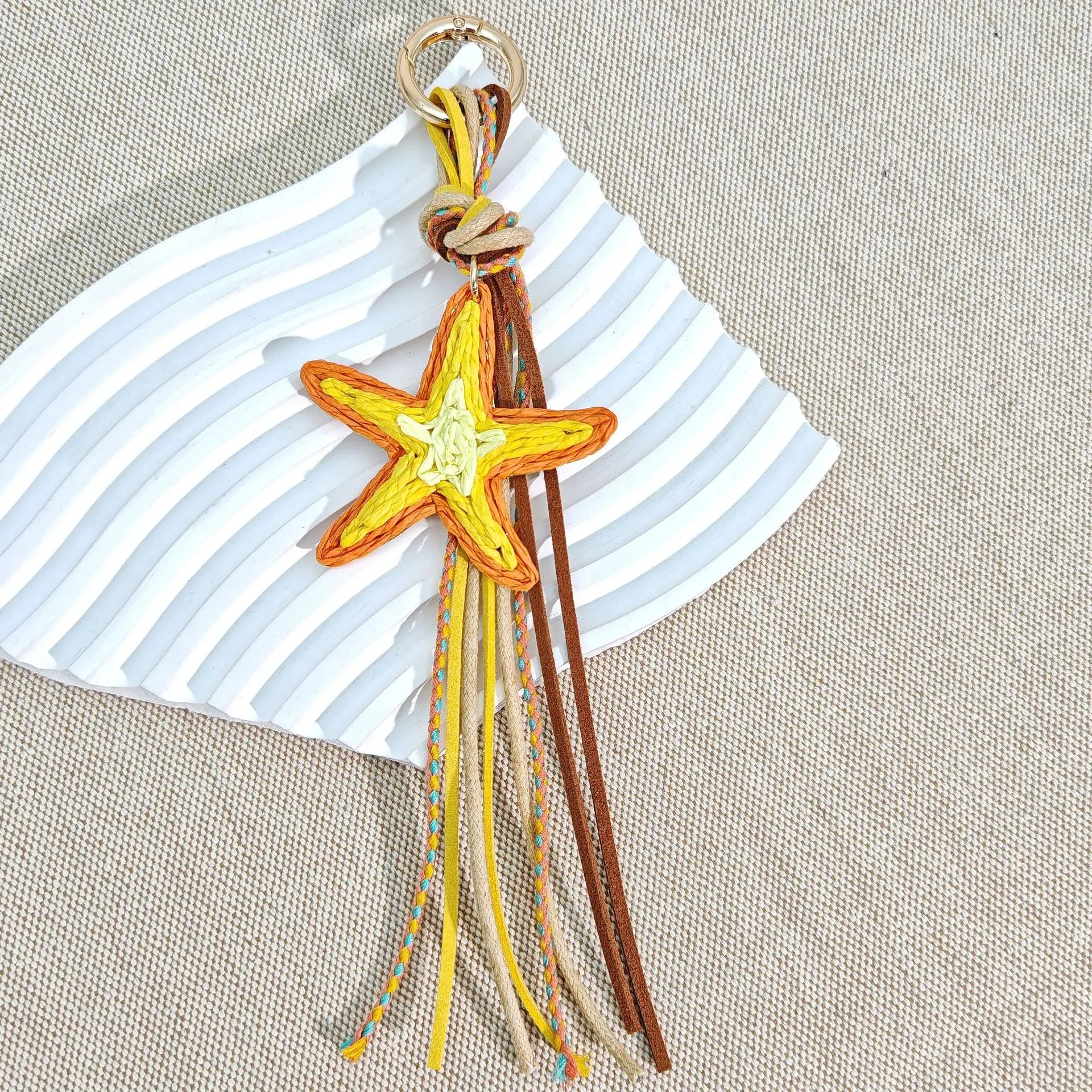 Boho Rainbow Braided Cord Bag Charm | Handmade Keychain & Purse Accessory