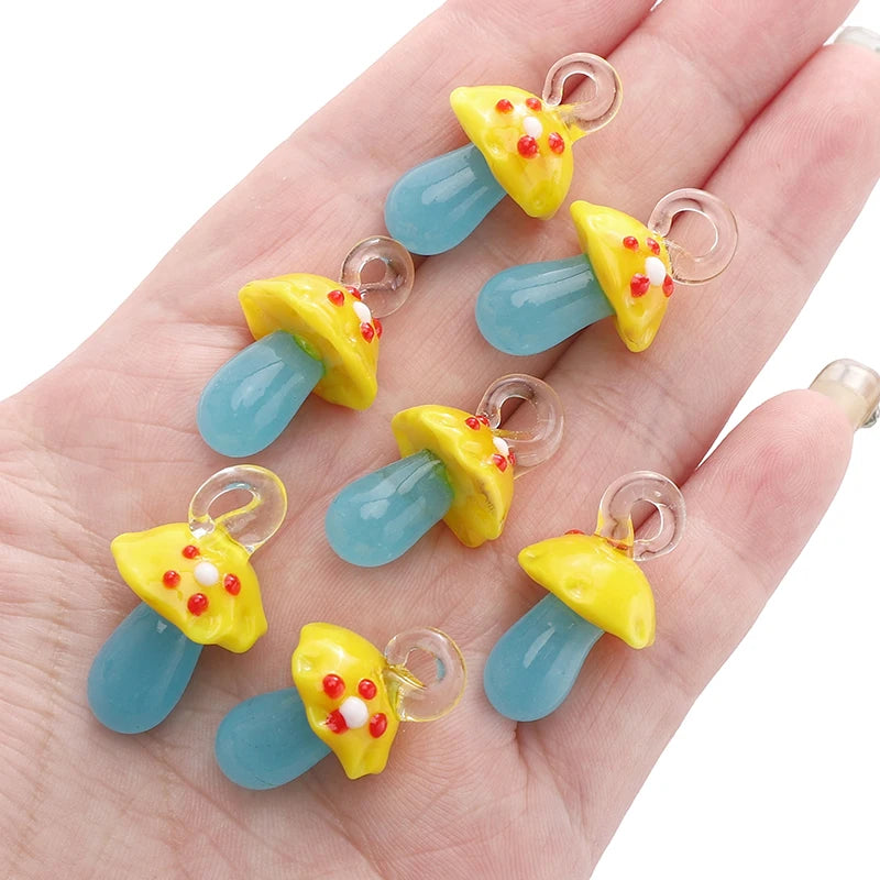 Lampwork Glass Mushroom Charm Bead – DIY Jewelry Pendant