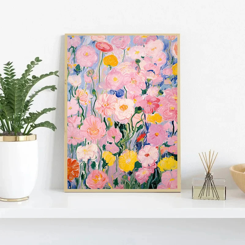 Wildflower Canvas Wall Art — Cottagecore Floral Print for Bedroom & Living Room