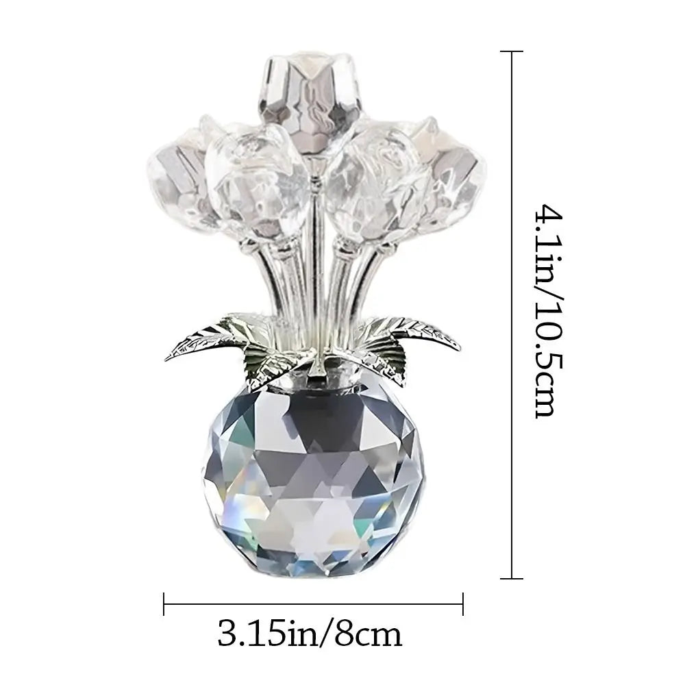 Crystal Rose Bouquet Sculpture — Handmade Rainbow Light Ornament