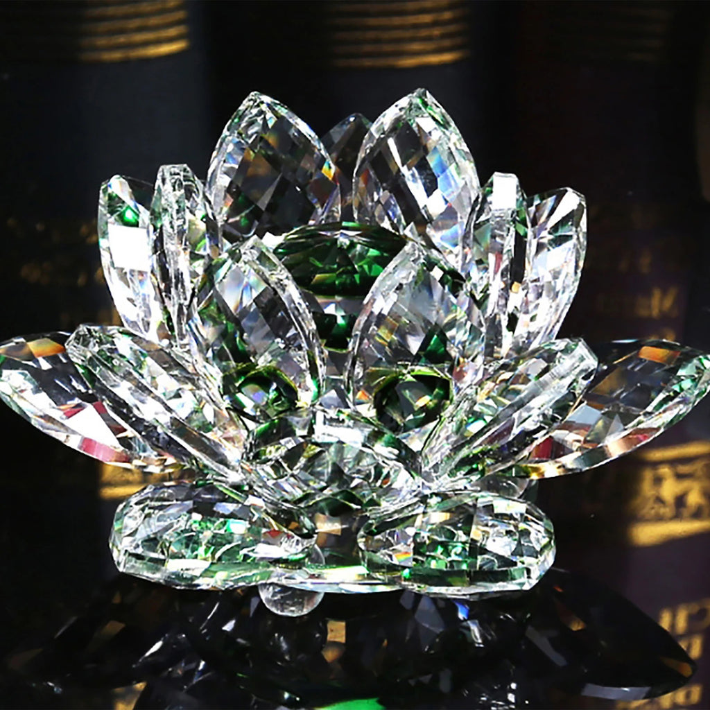 Crystal Lotus Flower Figurine | Sparkling Glass Décor in 8 Colors