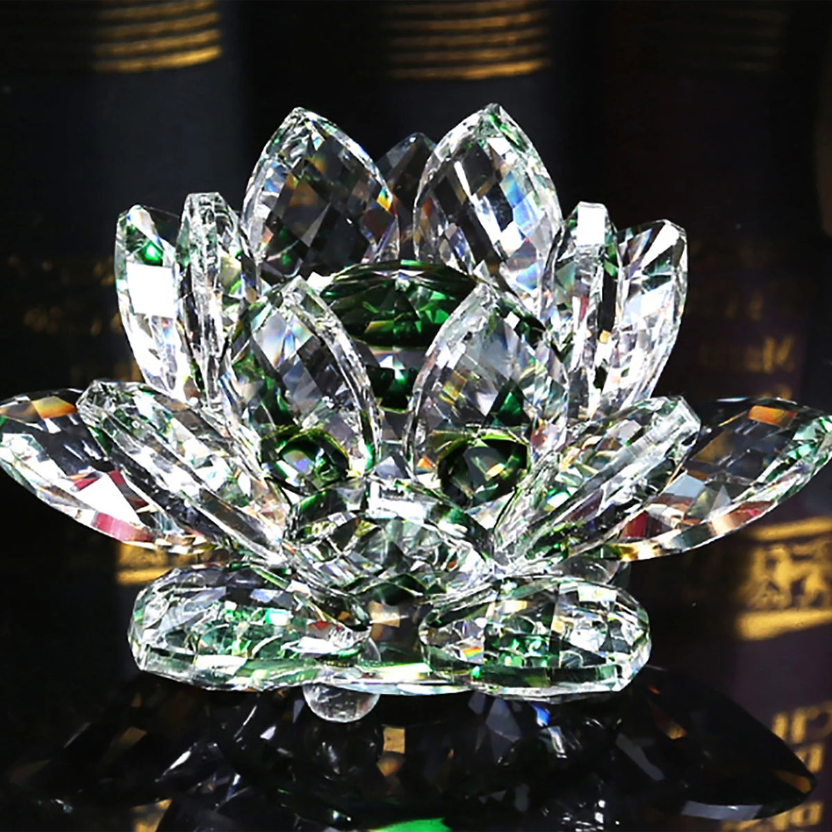 Crystal Lotus Flower Figurine | Sparkling Glass Décor in 8 Colors