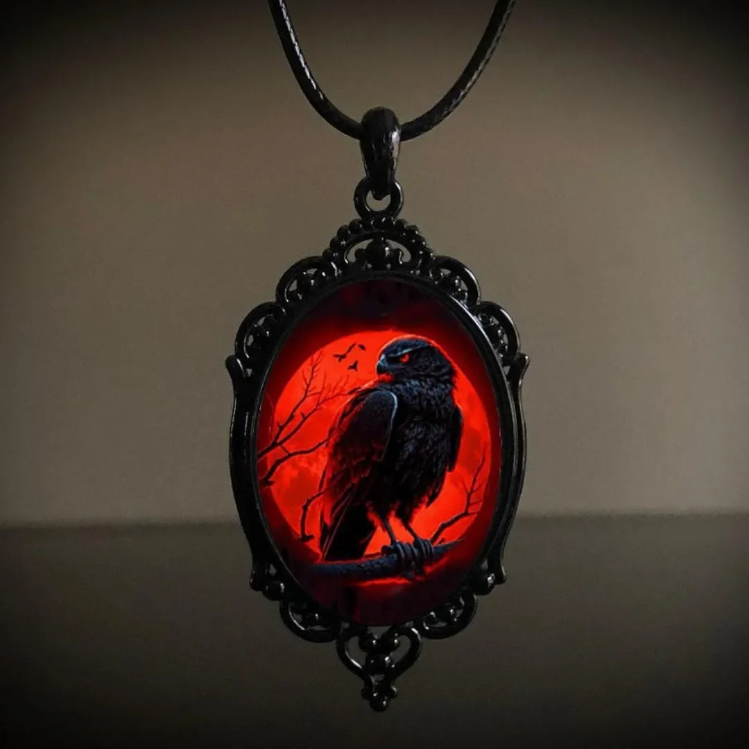 Gothic Crow, Cross & Witch Pendant Necklace