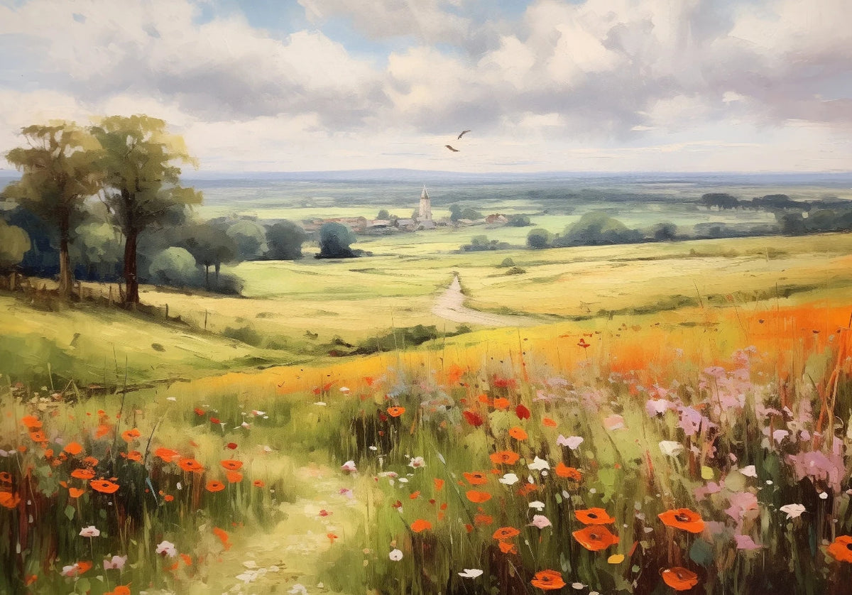 Wildflower Meadow Canvas Print | Unframed Countryside Wall Art