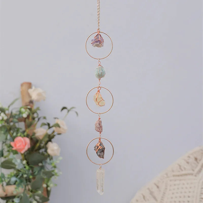 7 Chakra Crystal Tree of Life Hanging — Natural Gemstone Suncatcher
