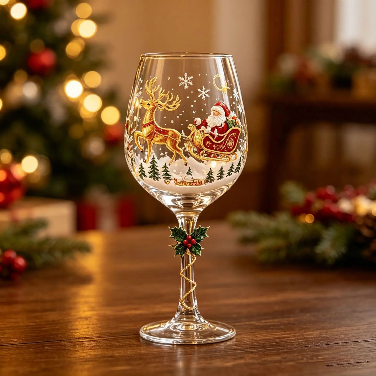 Merry & Bright Christmas Glass Goblets