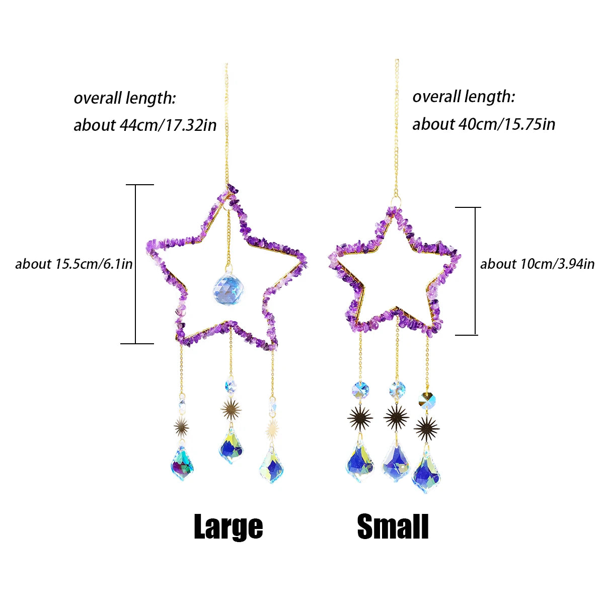 Crystal Star Suncatcher – Natural Healing Gemstone Pendant