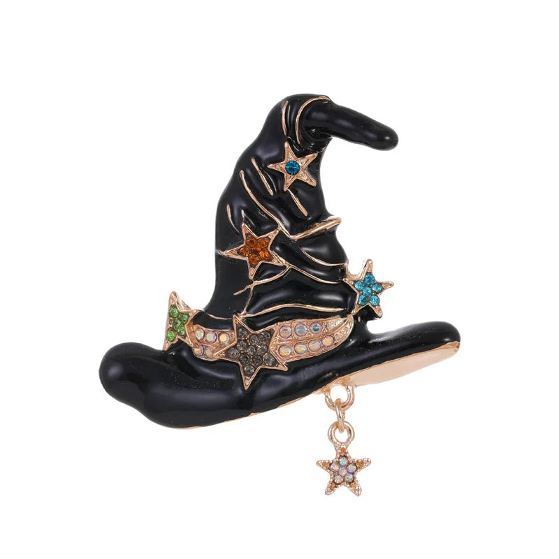 Witch Hat Star Brooch Pin | Gothic Halloween Jewelry Accessory