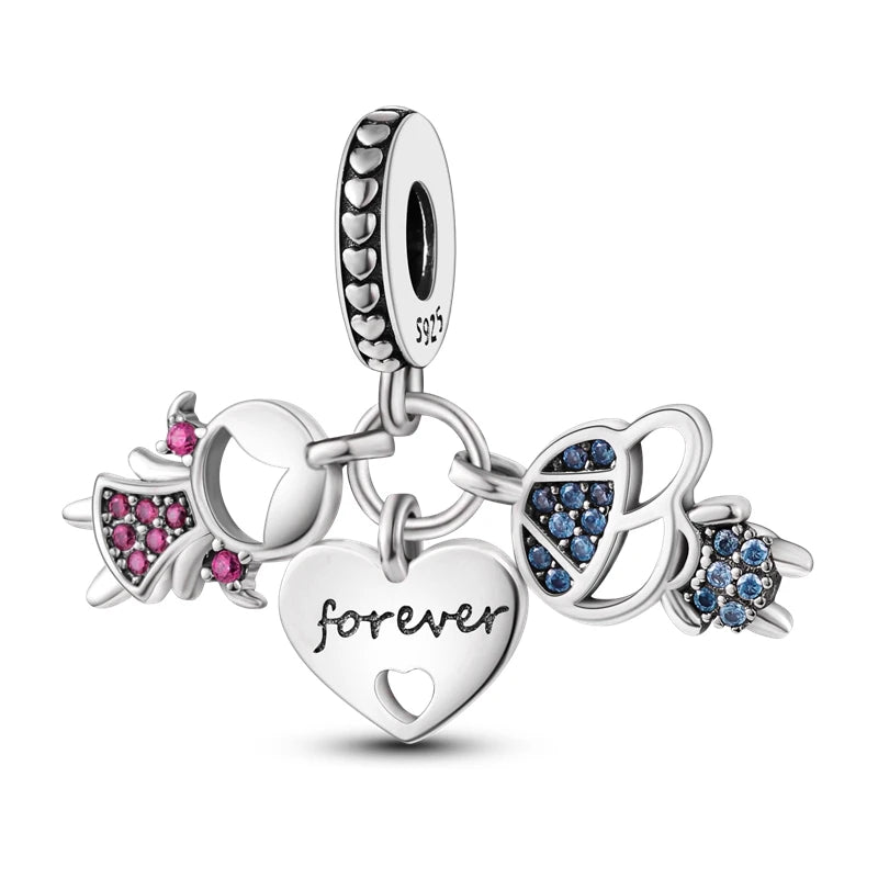 925 Sterling Silver Charm Holder Set – Bag Charm & Key Ring for DIY Jewelry