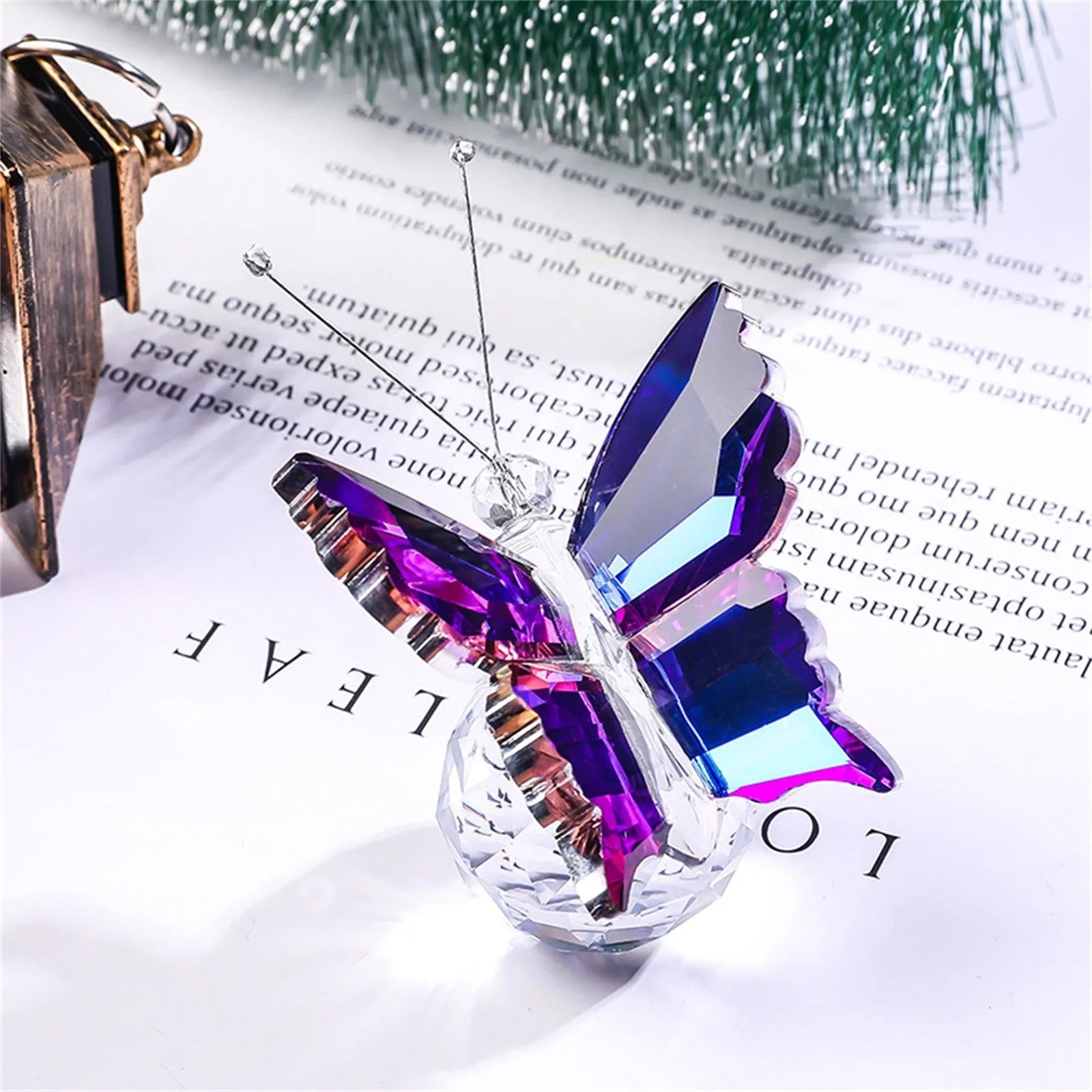 Crystal Cut Butterfly Ornament — Glass Figurine Desk & Home Décor