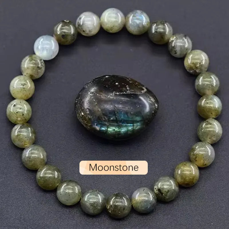 Natural Gemstone Beaded Bracelet — Healing Crystal Stretch Bracelet