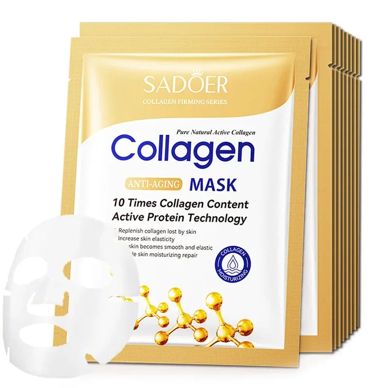 Collagen Anti-Wrinkle Face Sheet Mask – 10pcs | Moisturizing & Brightening