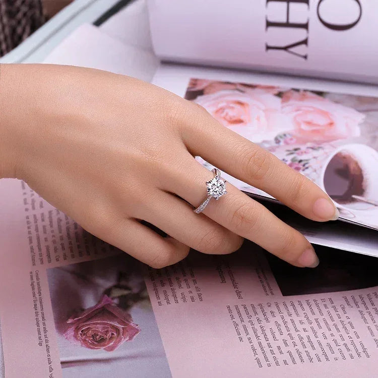 Starlight Round Moissanite Sterling Silver Ring
