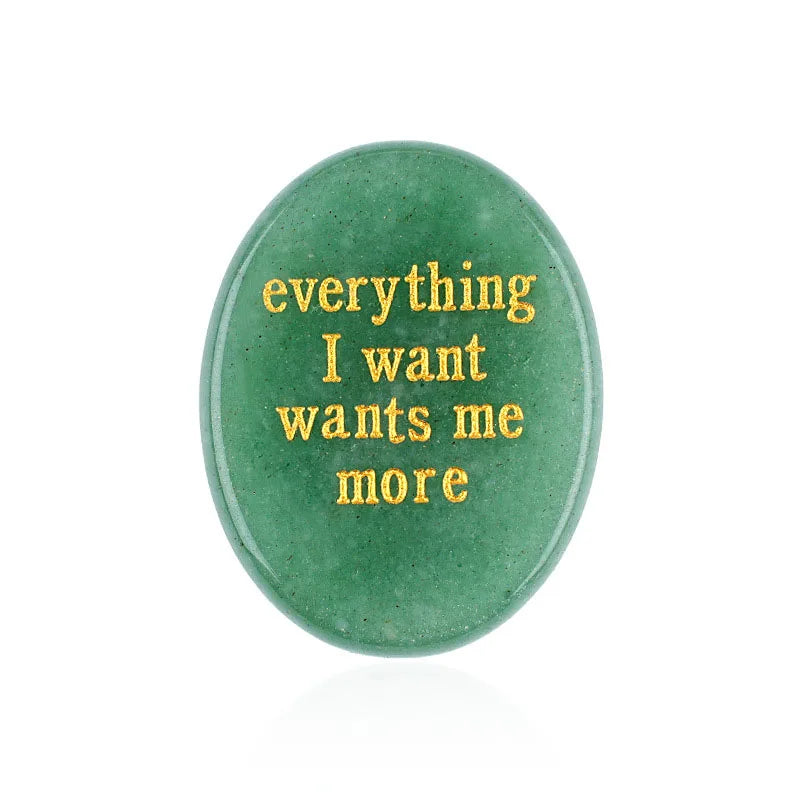 Crystal Worry Stone | Engraved Healing Stone for Meditation & Chakra Balance