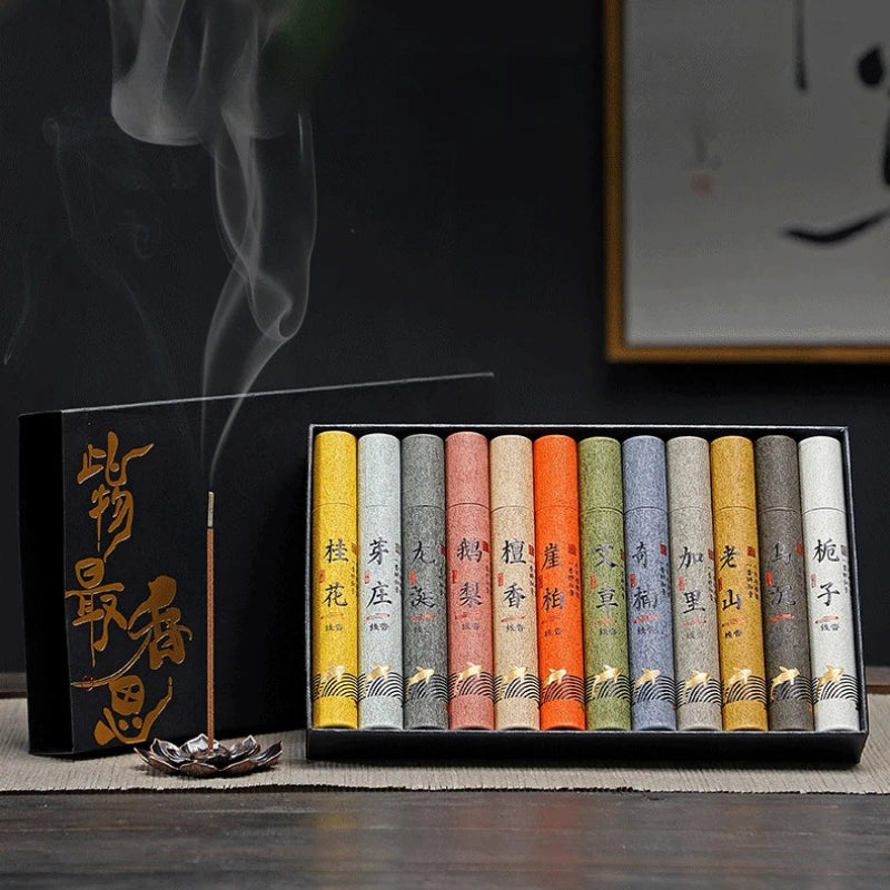 12-Scent Natural Incense Gift Set | Sandalwood, Osmanthus & More
