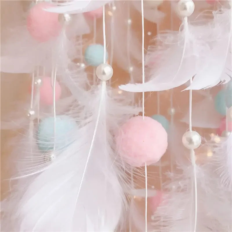 Feather Dream Catcher Wind Chime | Boho Nursery & Bedroom Wall Hanging