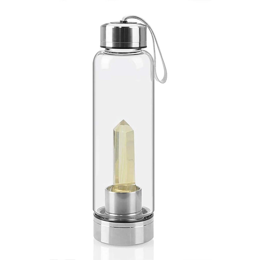 Crystal Infused Glass Water Bottle | Removable Gem Wand