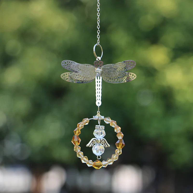 Dragonfly Crystal Suncatcher Pendant - Multicolored