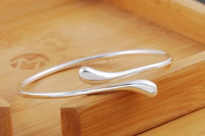 925 Sterling Silver Teardrop Bangle Bracelet