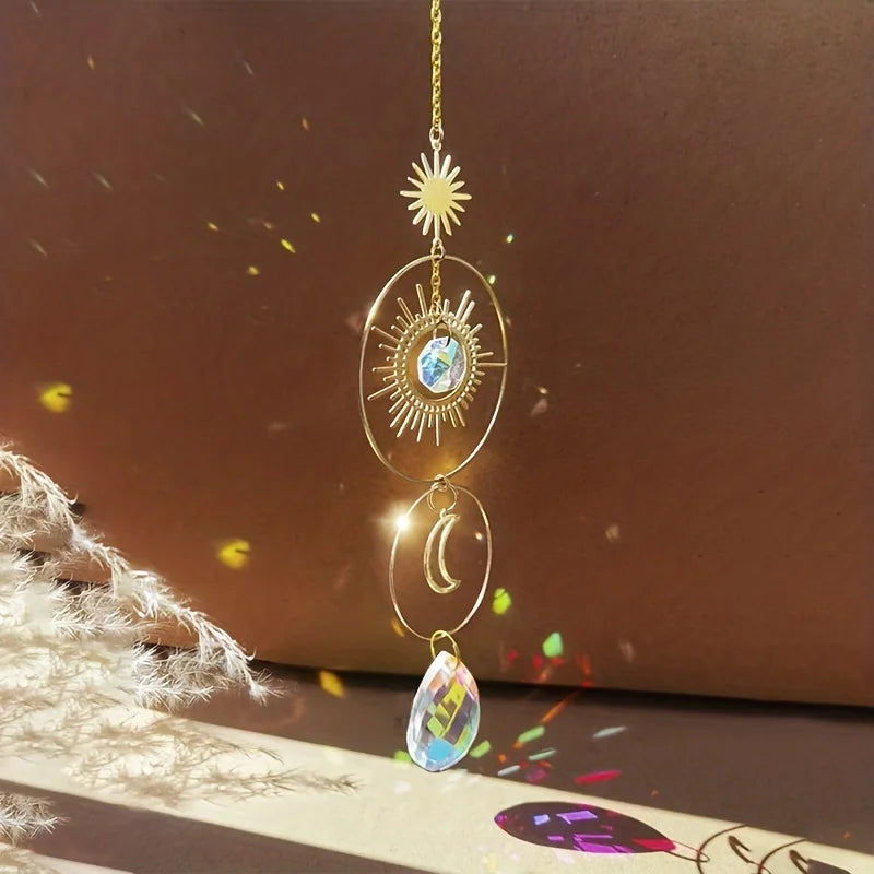 Crystal Ball Moon & Sun Suncatcher Pendant