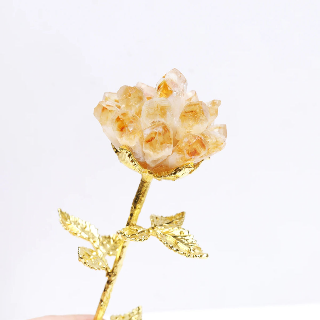 Natural Crystal Rose Cluster Flower Tree — Home Décor Gift Ornament