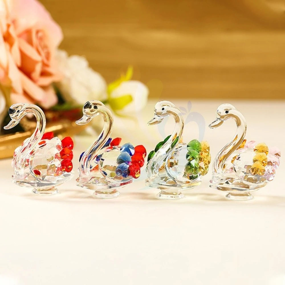 Crystal Glass Swan Ornament — Handcrafted Home Decor & Gift