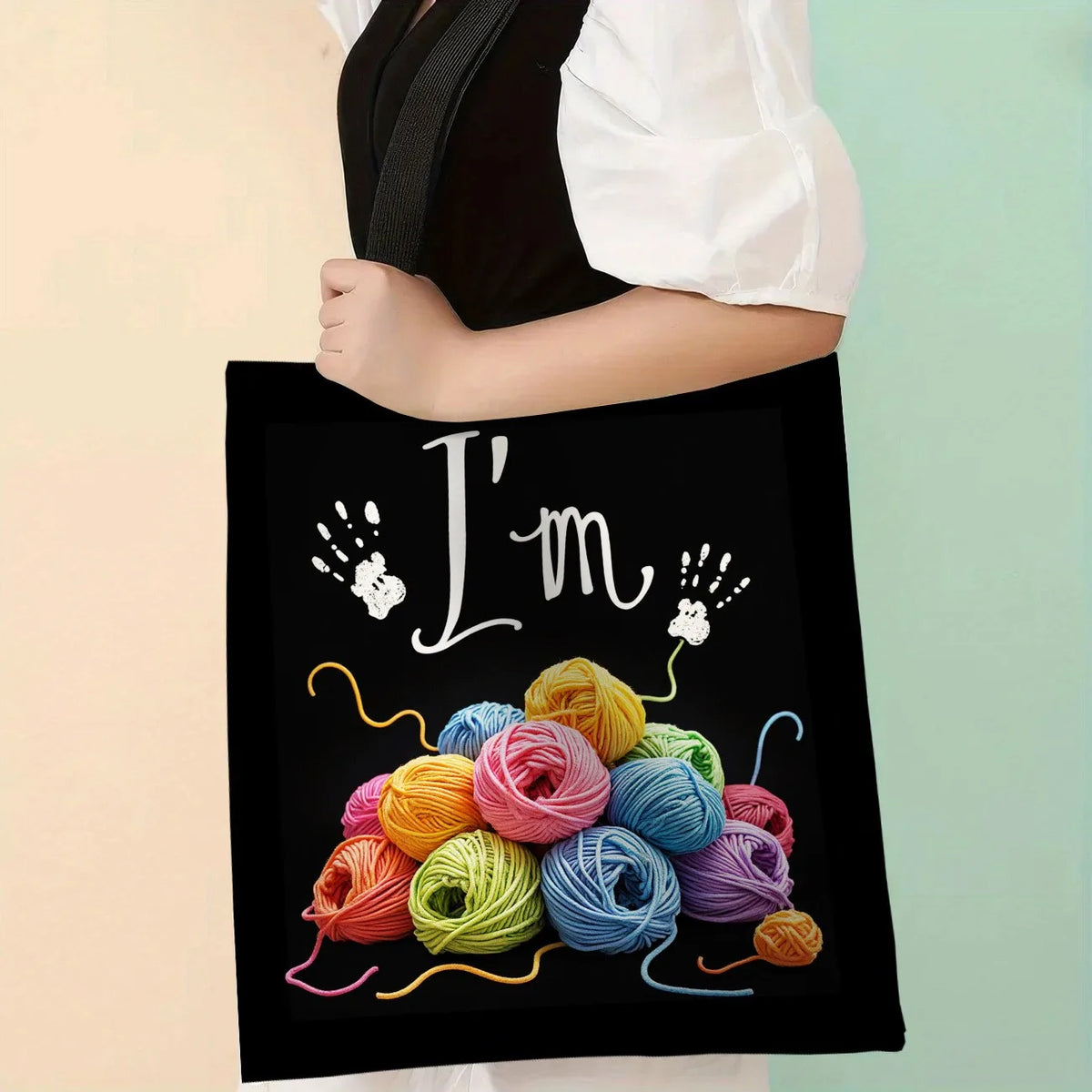 Knitting & Crochet Craft Tote Bag | Boho Yarn Lover Shoulder Bag