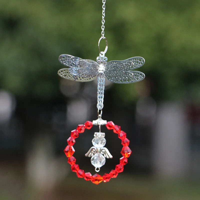 Dragonfly Crystal Suncatcher Pendant - Multicolored