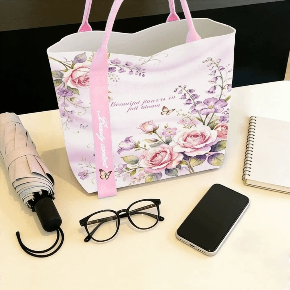 Floral Canvas Tote Bag | Two Size Options