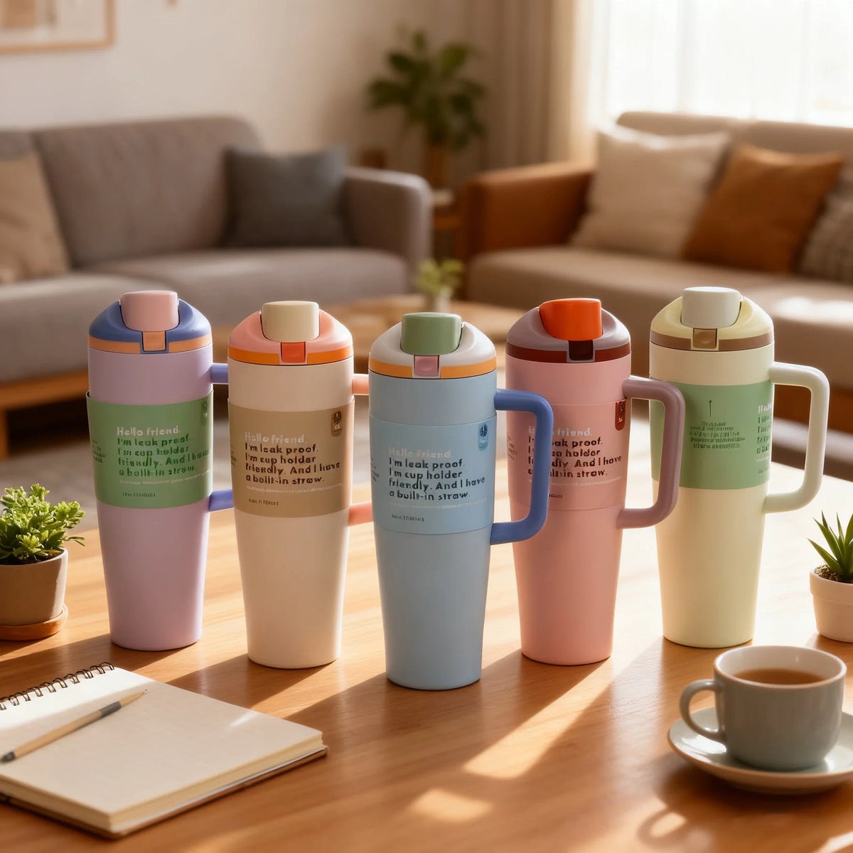 40 oz Insulated Stainless Steel Tumbler with Handle & Straw
