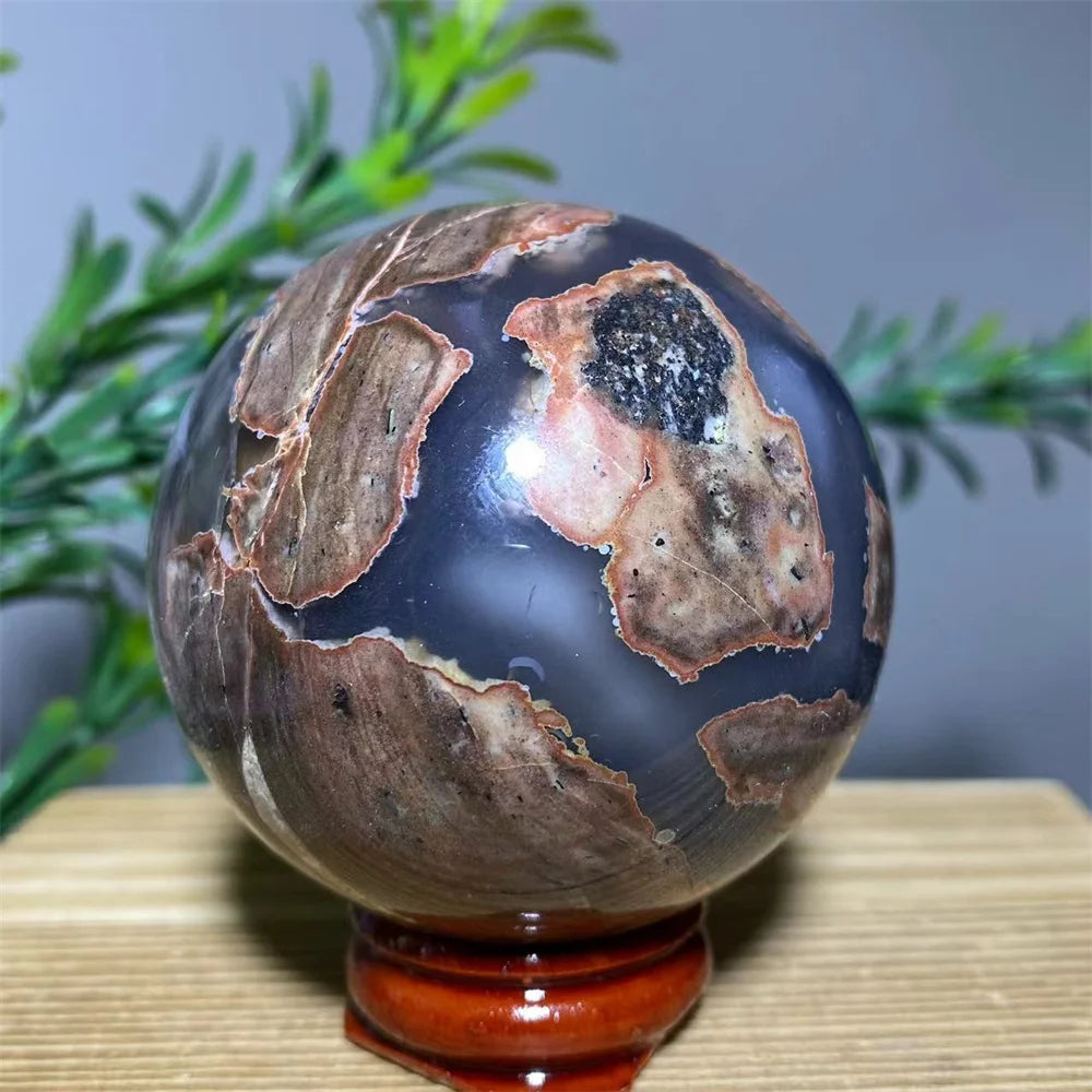 Natural Agate Crystal Sphere with Stand | Hand-Selected · Unique Flash Stone