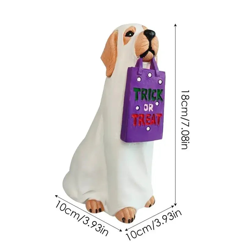 Halloween Resin Cat & Dog Pumpkin Figurine Decor