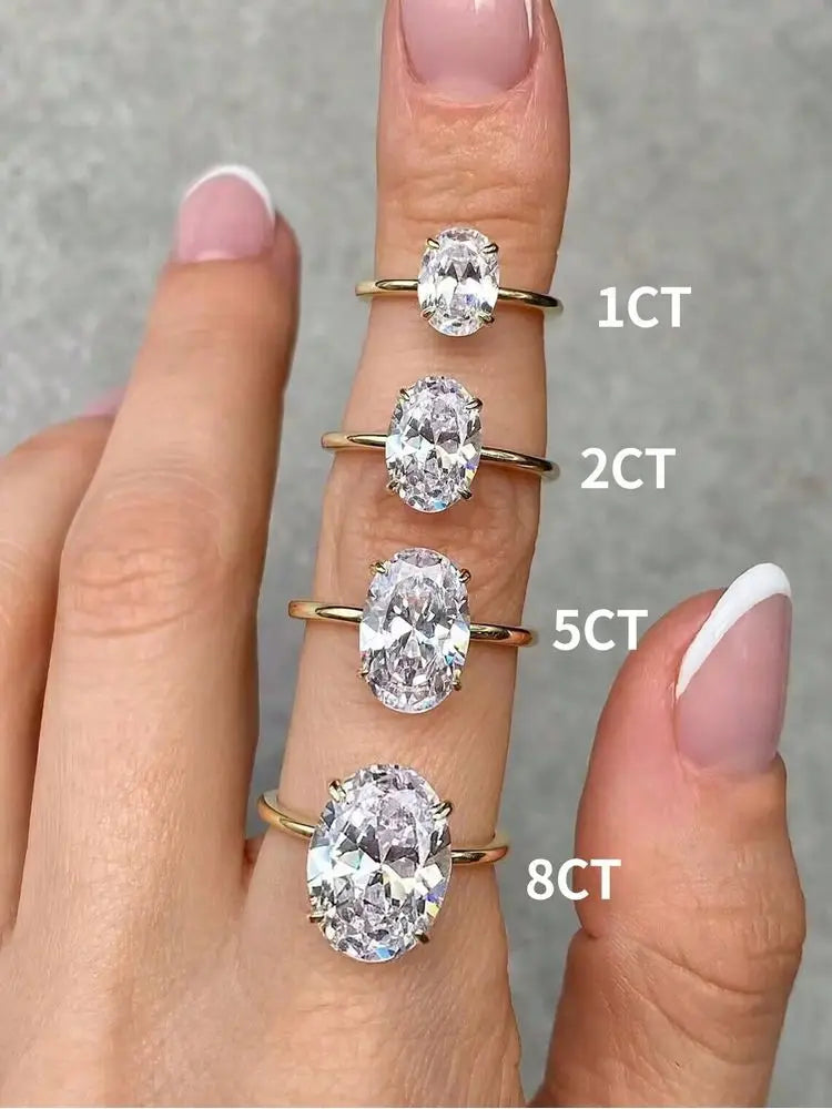 925 Sterling Silver Zircon Oval Ring