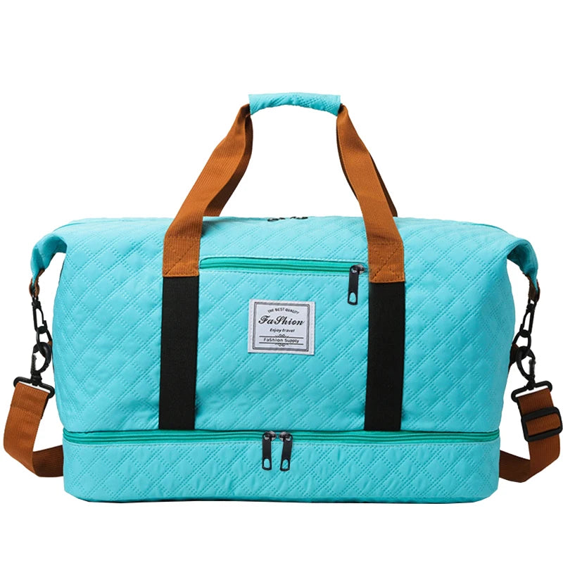 Quilted Travel Duffle Bag | 4 Colors | Wet & Dry Compartment