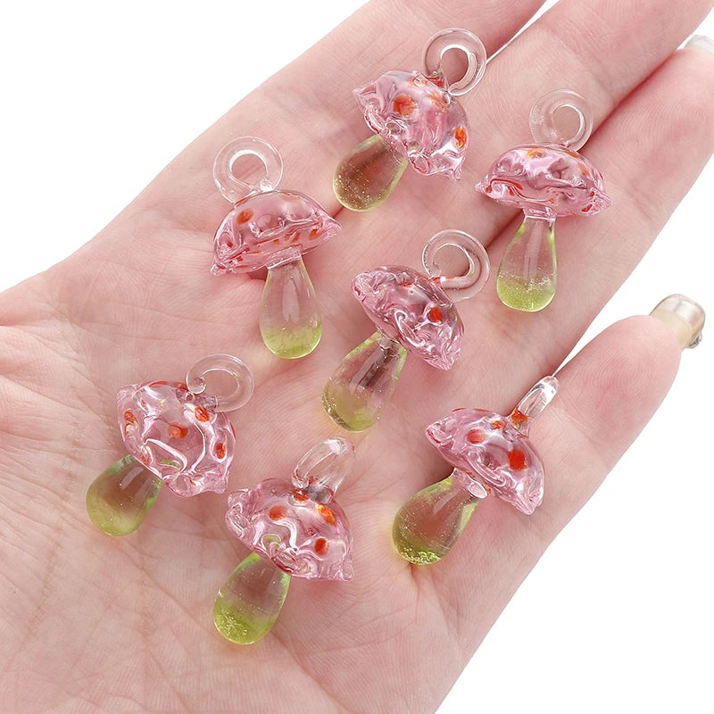 Lampwork Glass Mushroom Charm Bead – DIY Jewelry Pendant