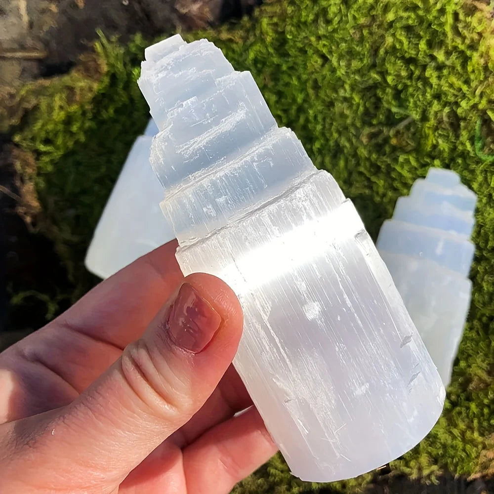 Natural Selenite Crystal Tower — Energy Cleansing Healing Stone for Home & Meditation