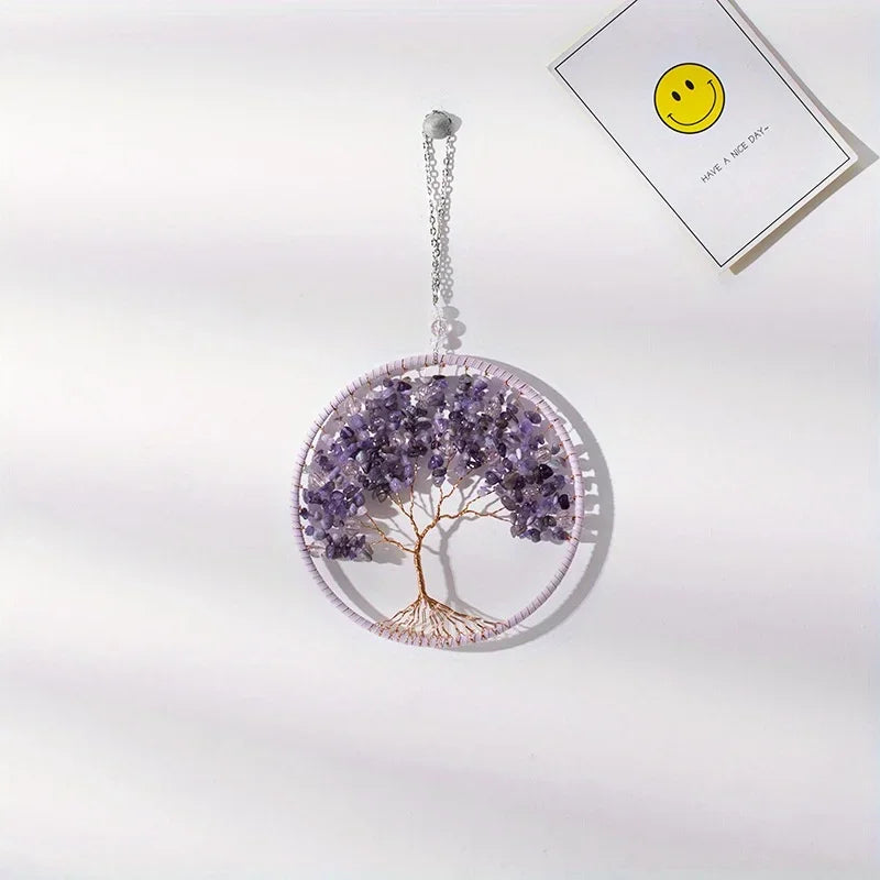 Tree of Life Crystal Wall Pendant | Amethyst, Rose Quartz, Lapis Lazuli & Citrine