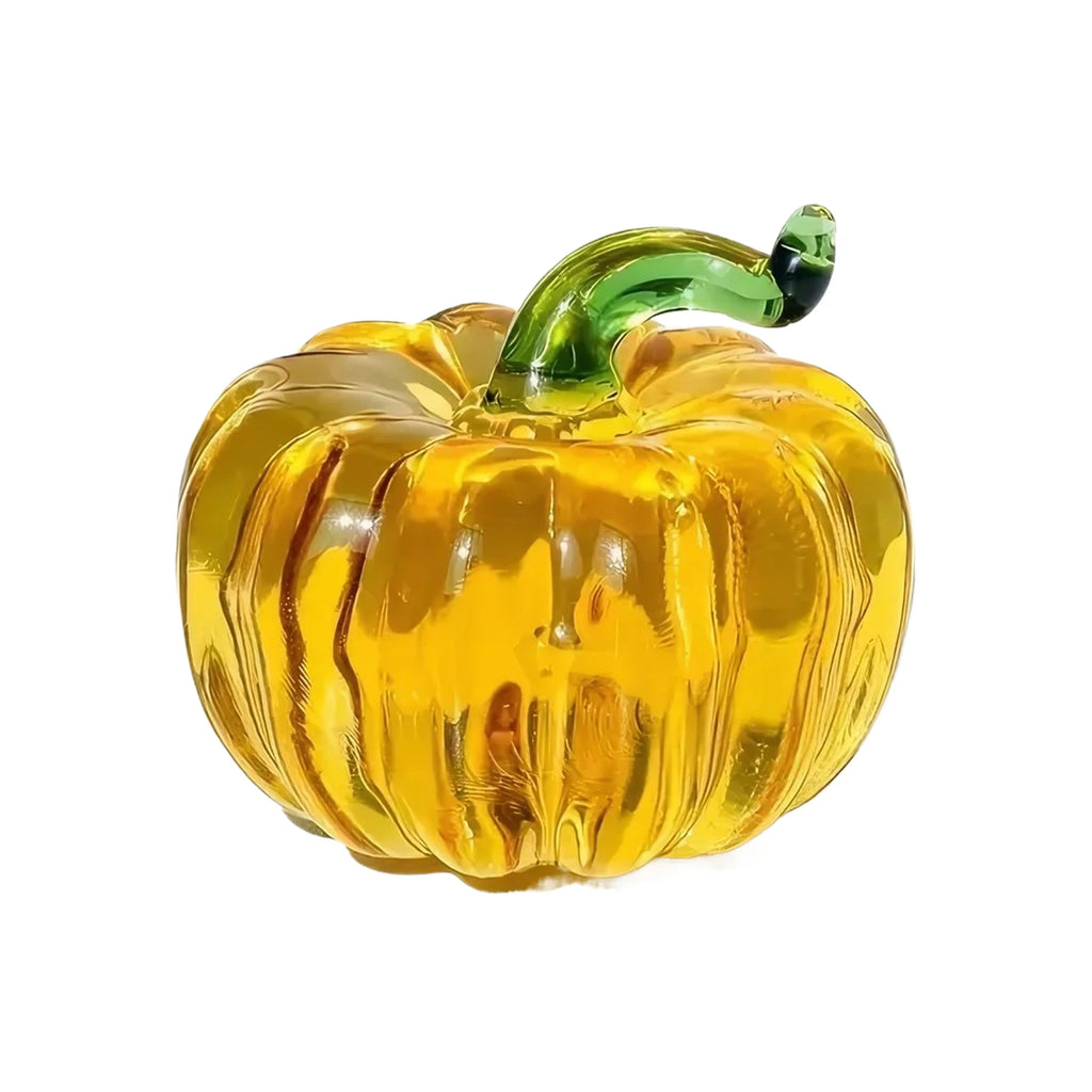 Handmade Crystal Glass Pumpkin Figurine | Halloween & Autumn Home Decor